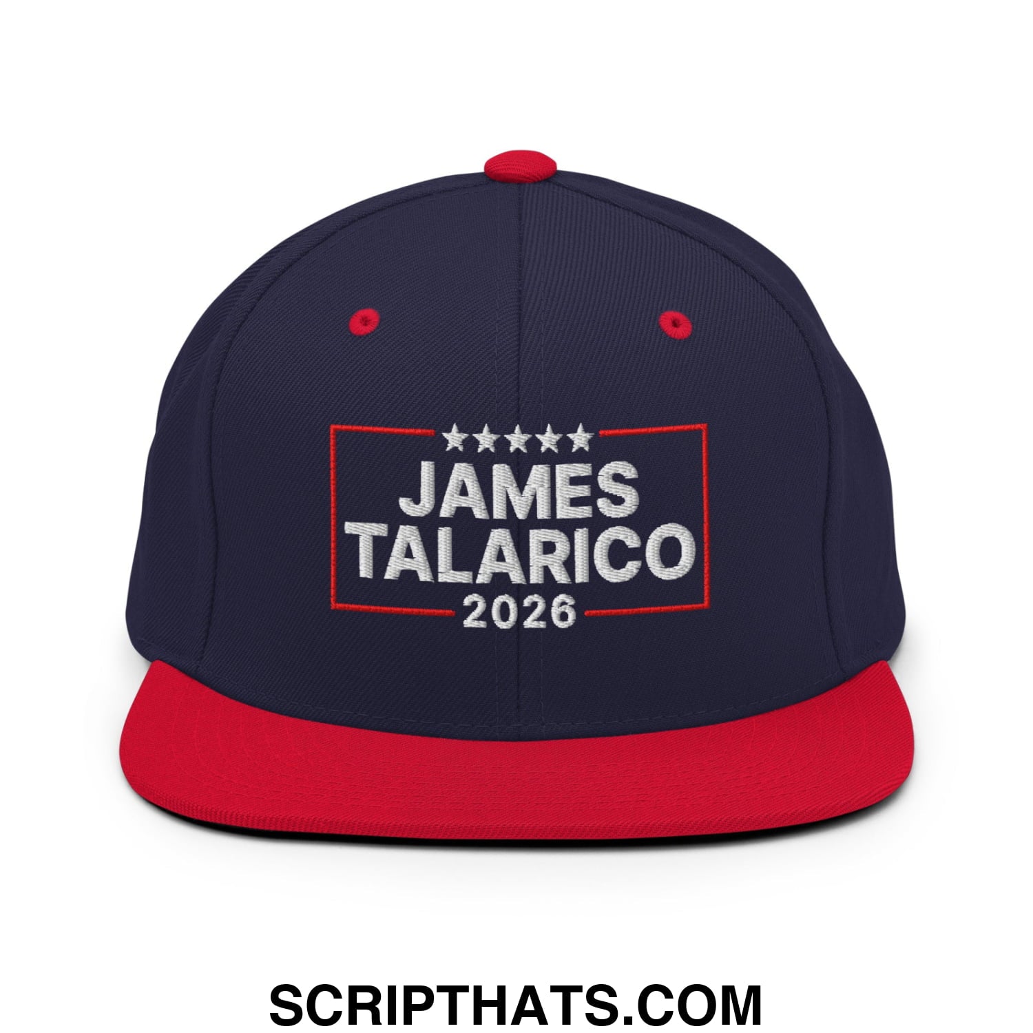 James Talarico 2026 Texas U.S. Senate Embroidered Flat Bill Brim Snapback Hat Navy Red