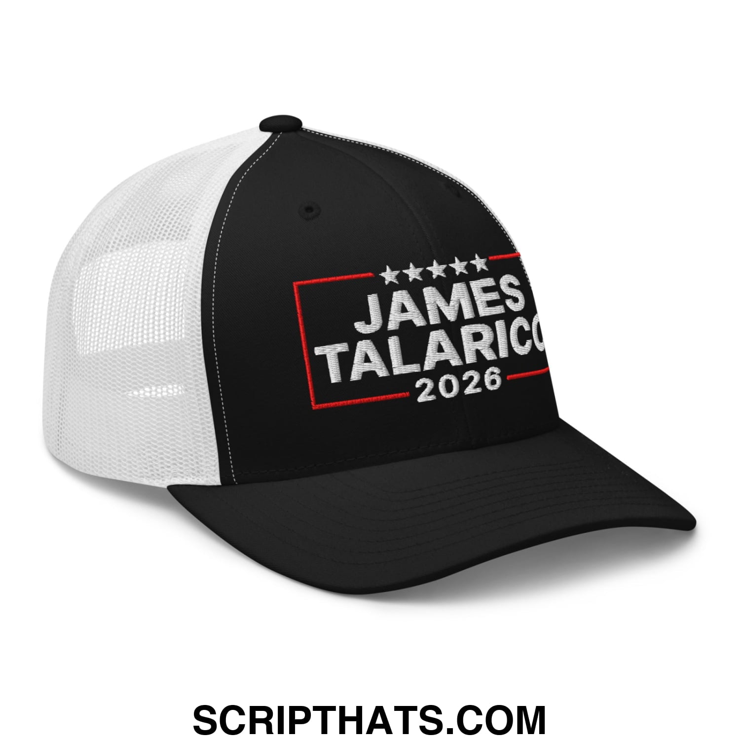 James Talarico 2026 Texas U.S. Senate Embroidered Mesh Trucker Hat Black White