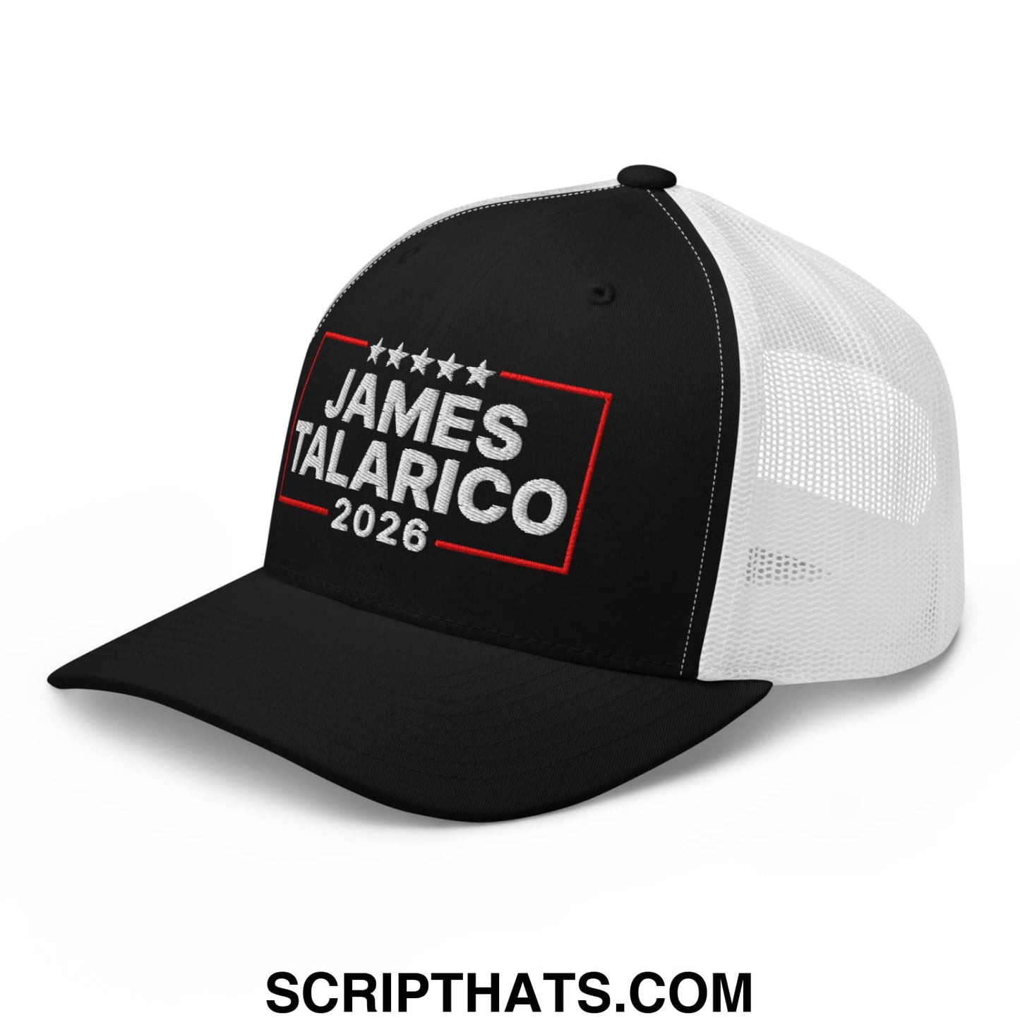 James Talarico 2026 Texas U.S. Senate Embroidered Mesh Trucker Hat Black White
