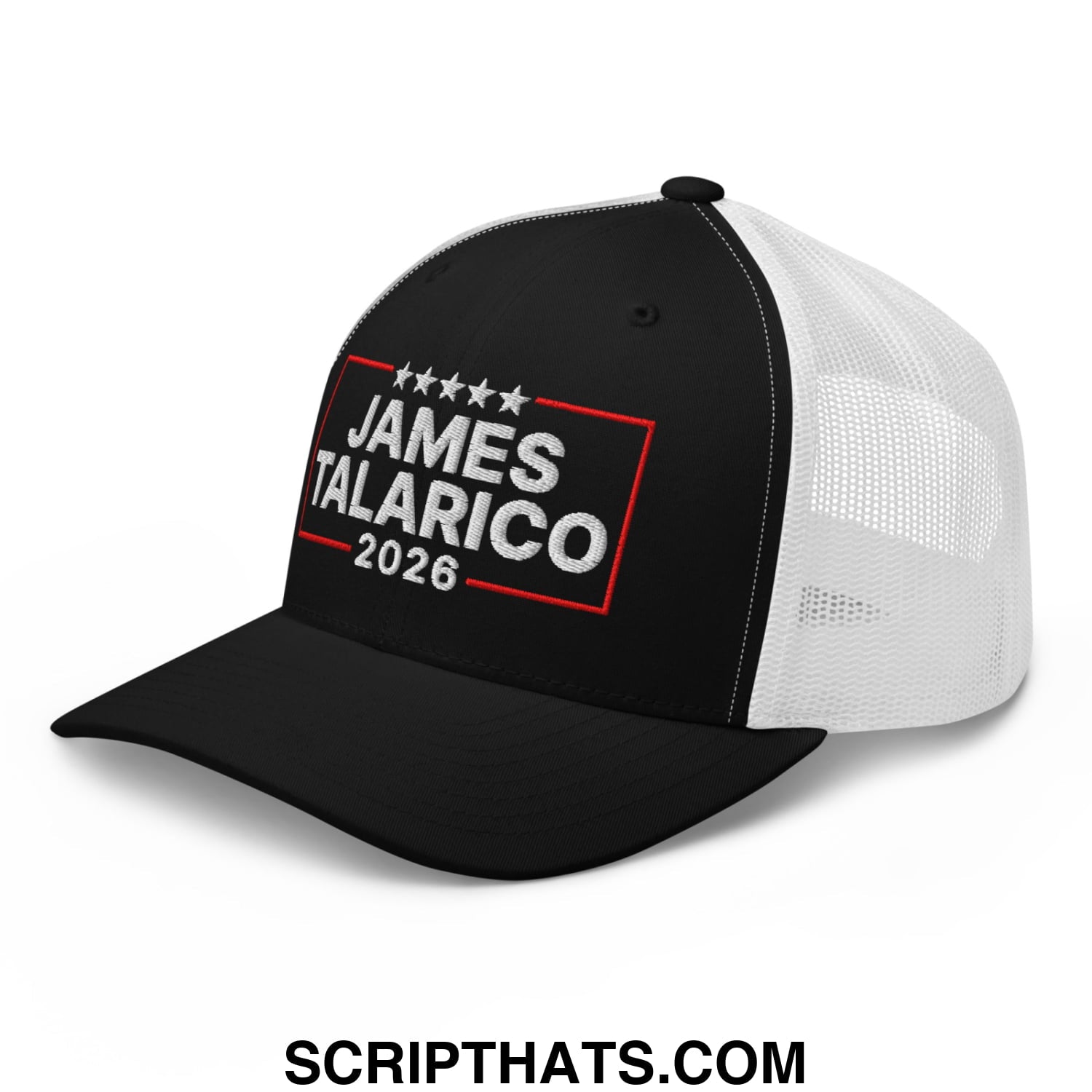 James Talarico 2026 Texas U.S. Senate Embroidered Mesh Trucker Hat Black White