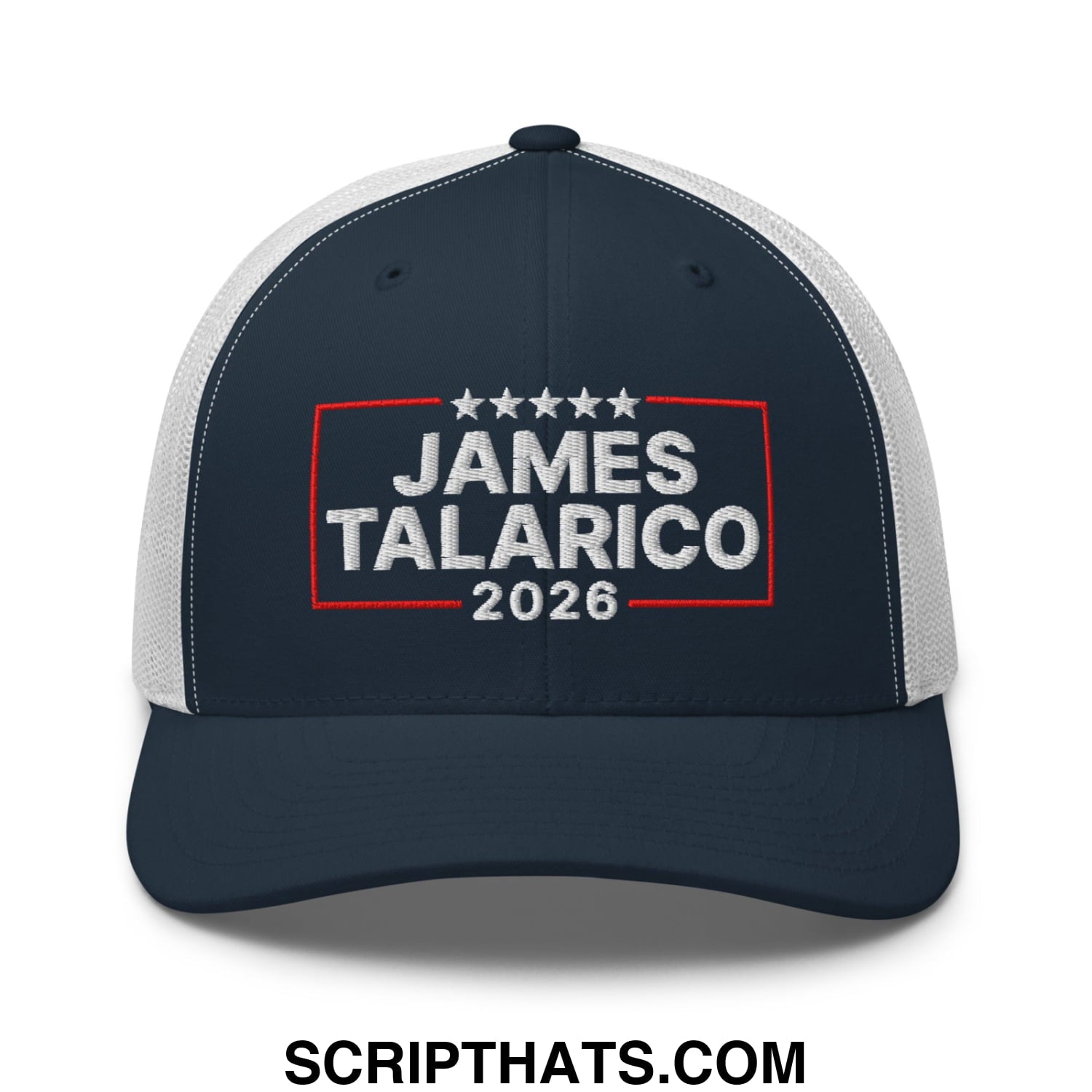 James Talarico 2026 Texas U.S. Senate Embroidered Mesh Trucker Hat Navy White
