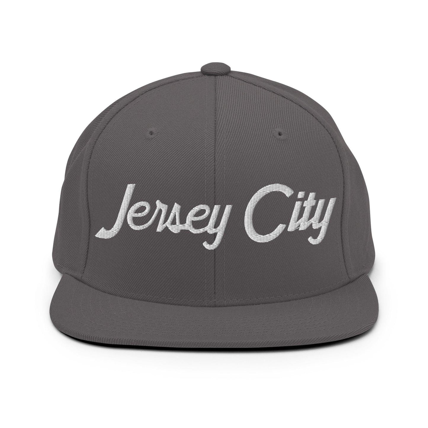 Jersey City Script Snapback Hat Dark Grey