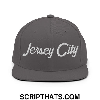 Jersey City Script Snapback Hat Dark Grey