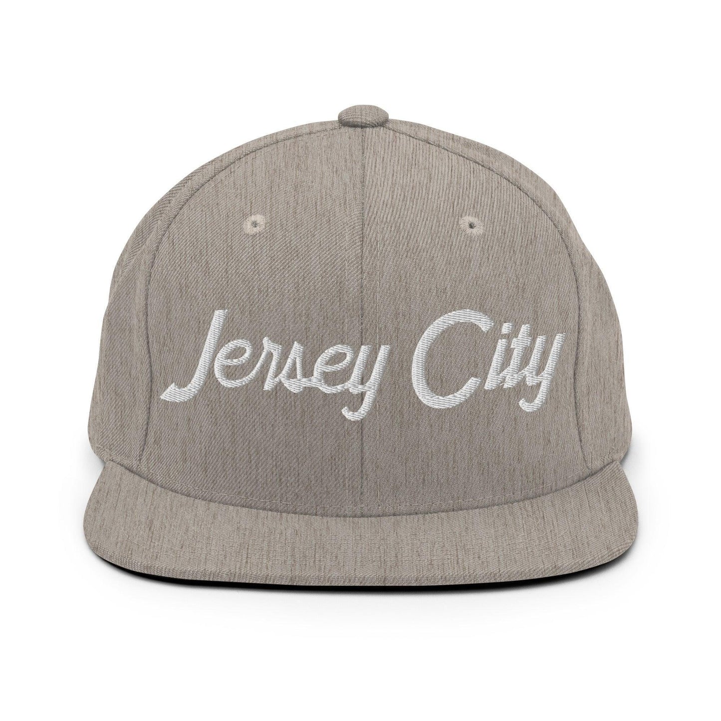 Jersey City Script Snapback Hat Heather Grey