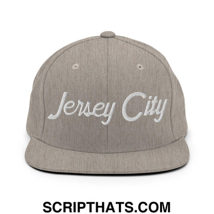 Jersey City Script Snapback Hat Heather Grey