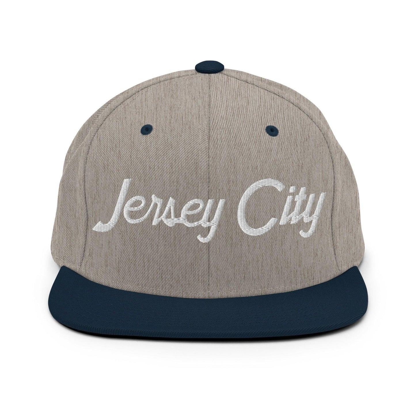 Jersey City Script Snapback Hat Heather Grey/ Navy