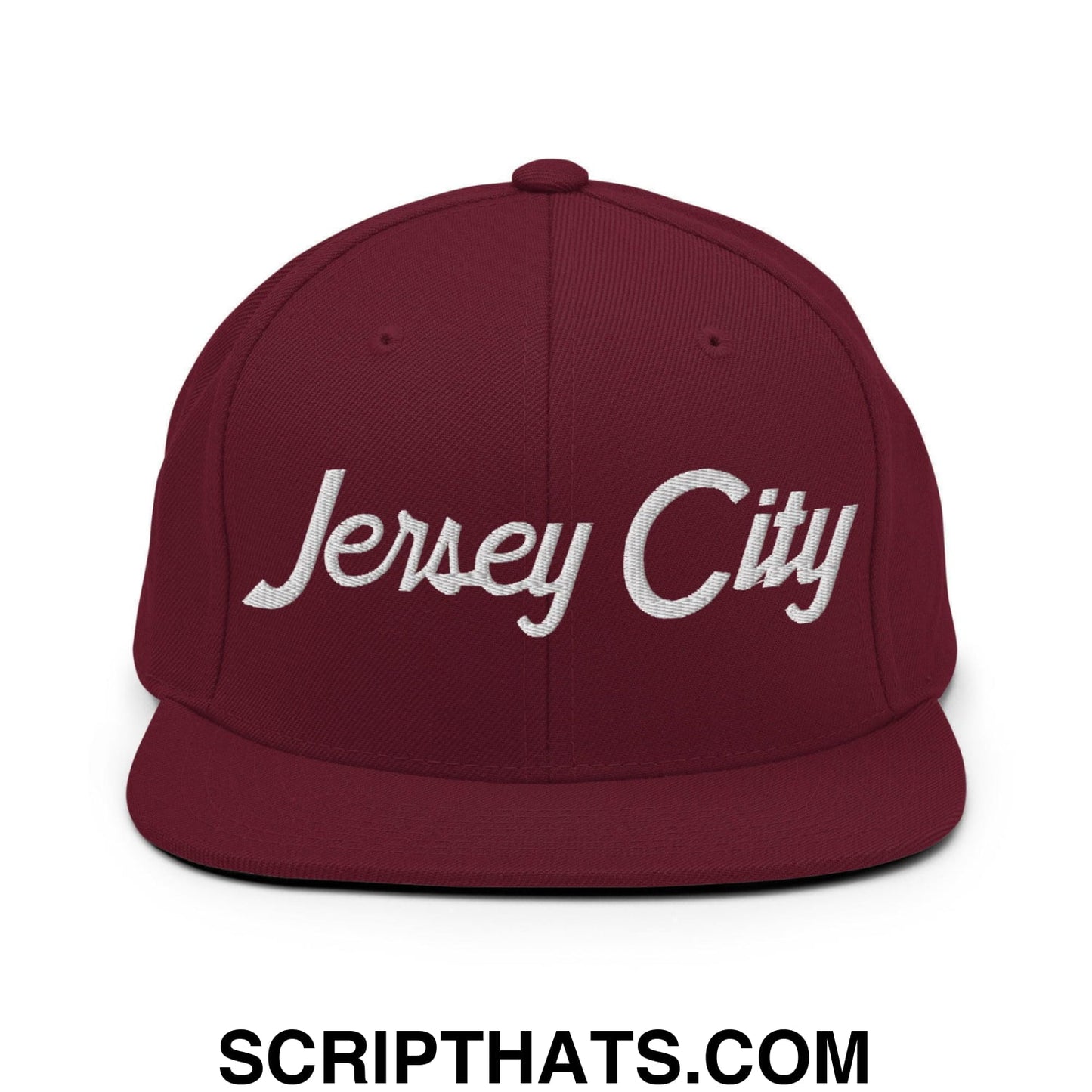 Jersey City Script Snapback Hat Maroon