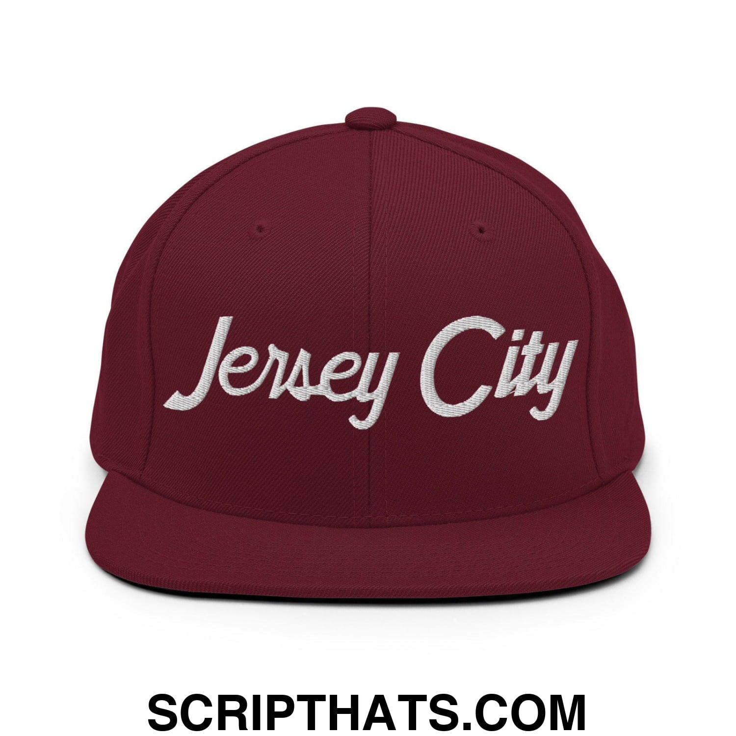 Jersey City Script Snapback Hat Maroon
