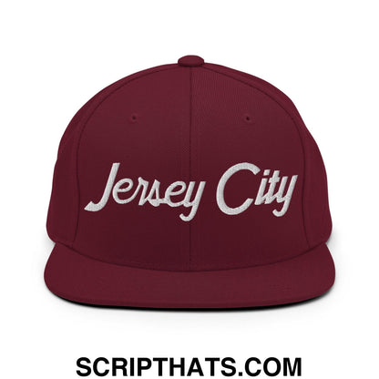 Jersey City Script Snapback Hat Maroon