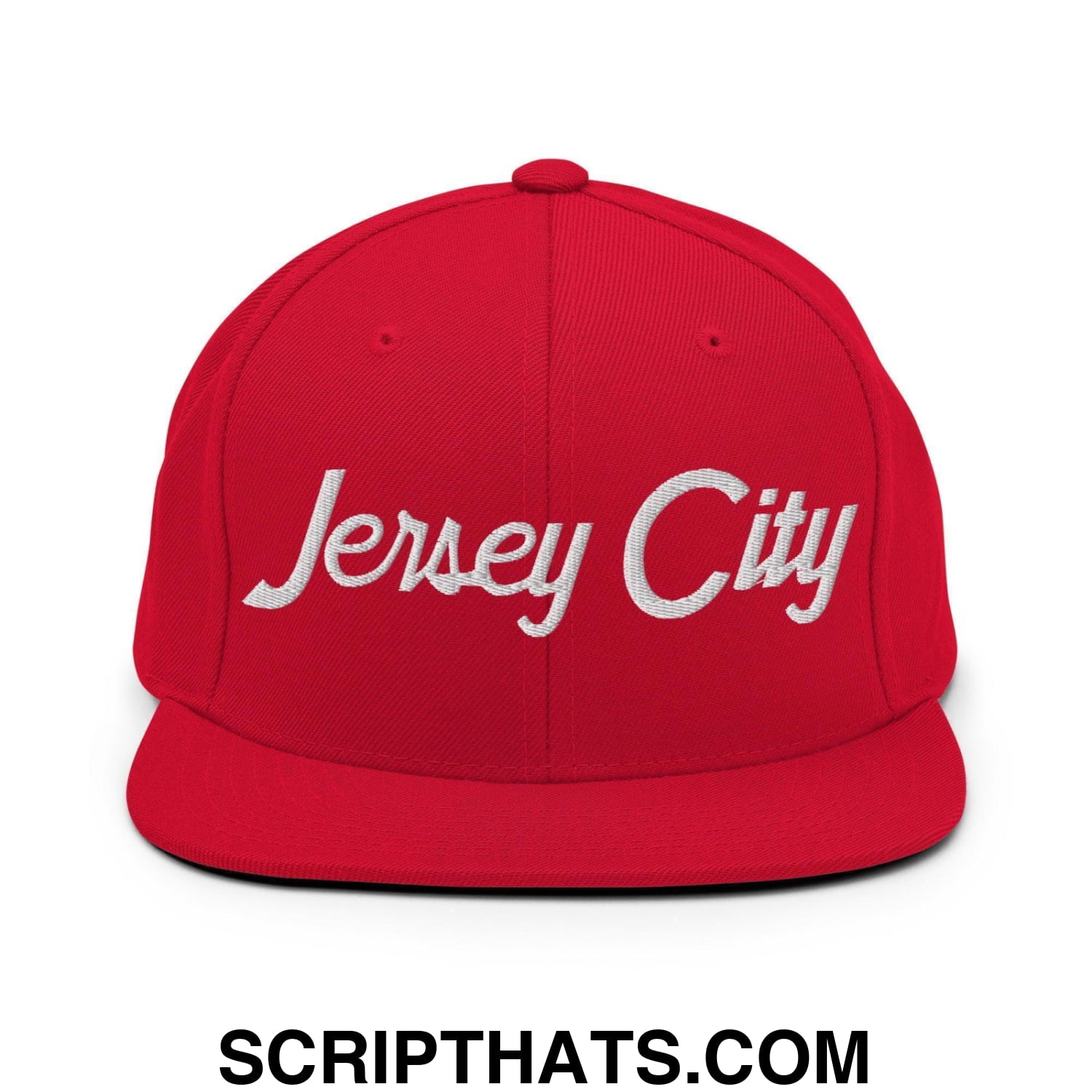 Jersey City Script Snapback Hat Red