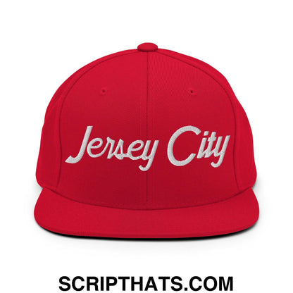 Jersey City Script Snapback Hat Red