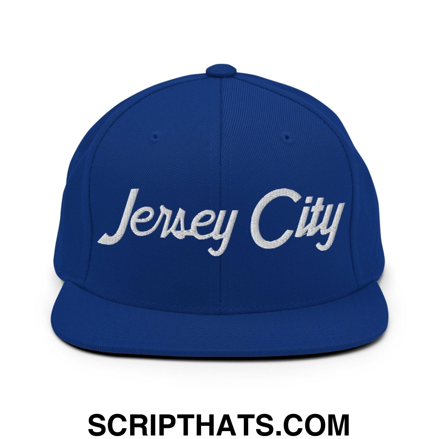 Jersey City Script Snapback Hat Royal Blue