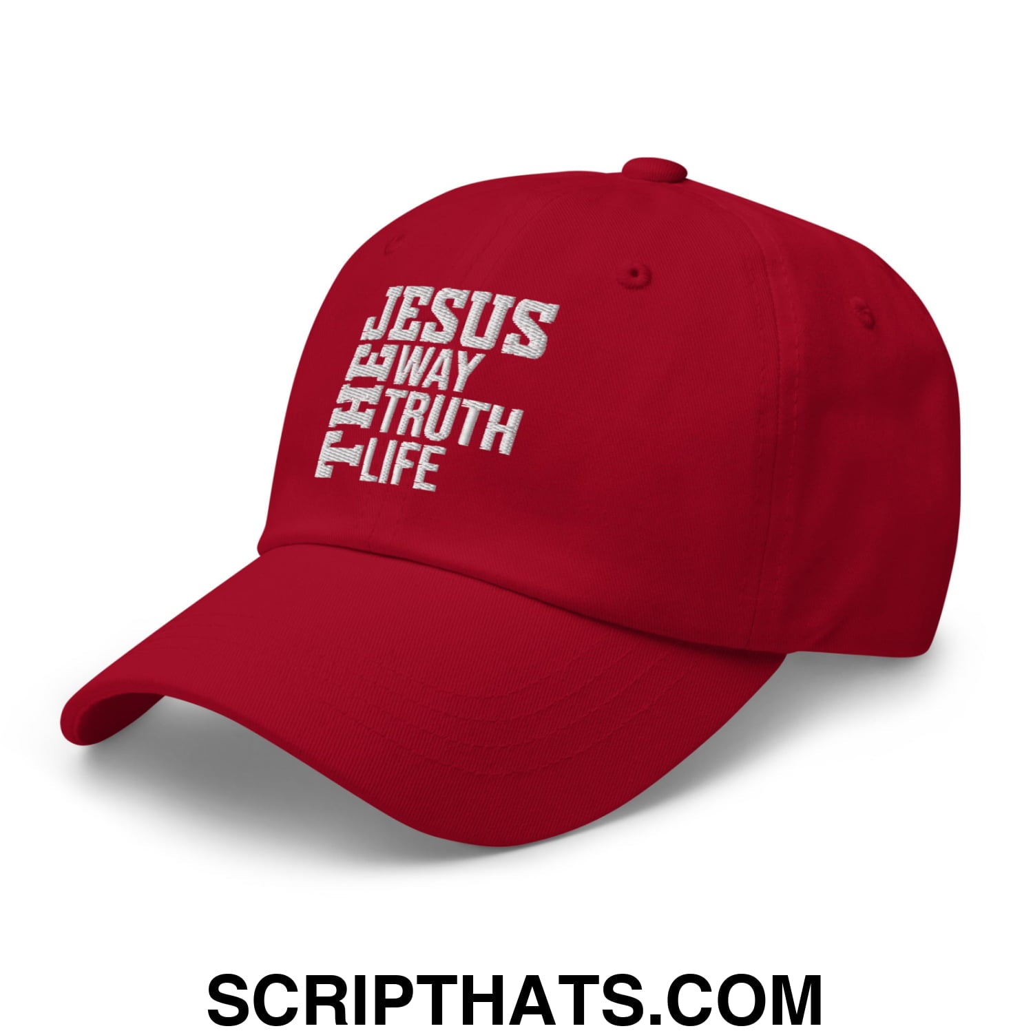 Jesus The Way The Truth The Life Embroidered Unstructured Dad Hat Cranberry