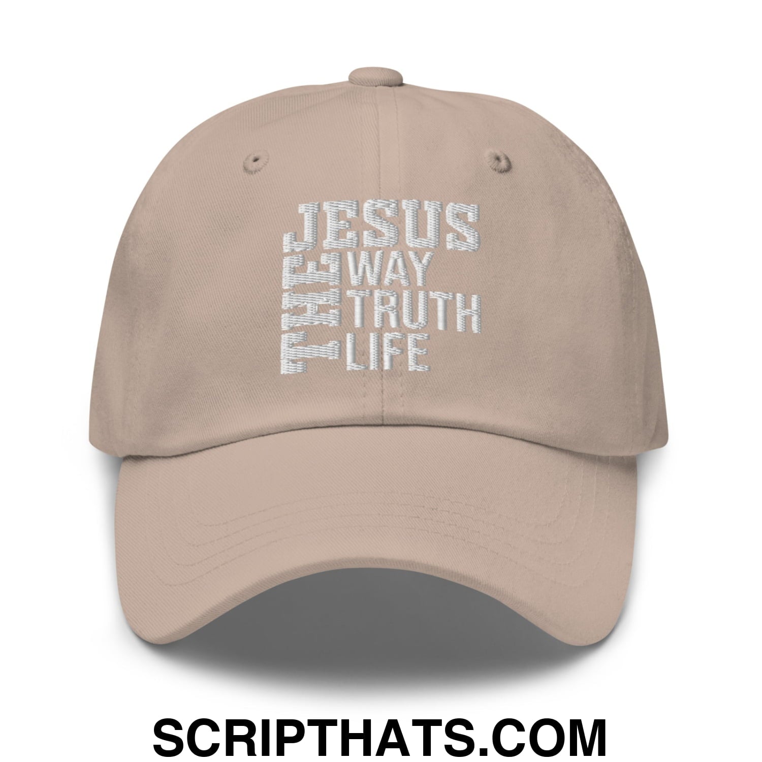 Jesus The Way The Truth The Life Embroidered Unstructured Dad Hat Stone