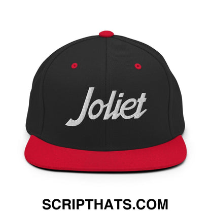 Joliet Script Snapback Hat Black Red