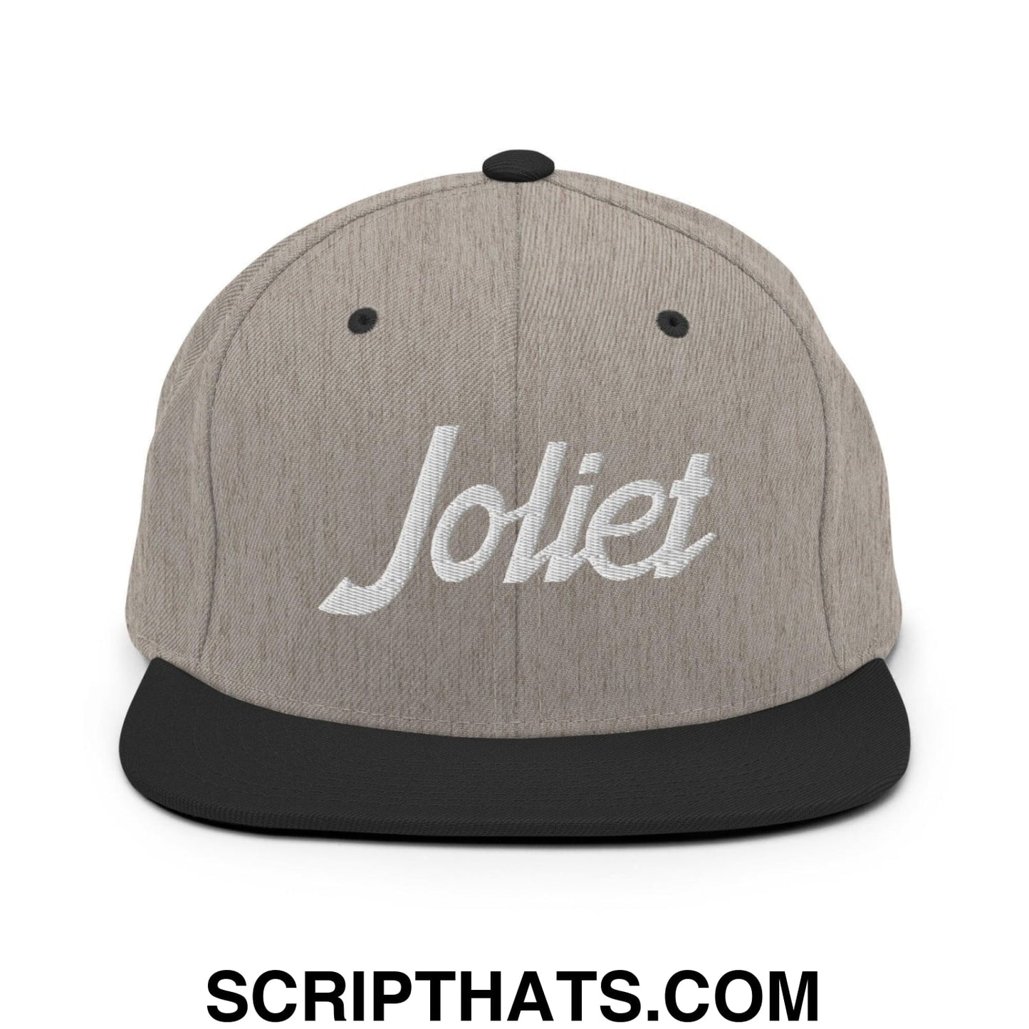 Joliet Script Snapback Hat Heather Black