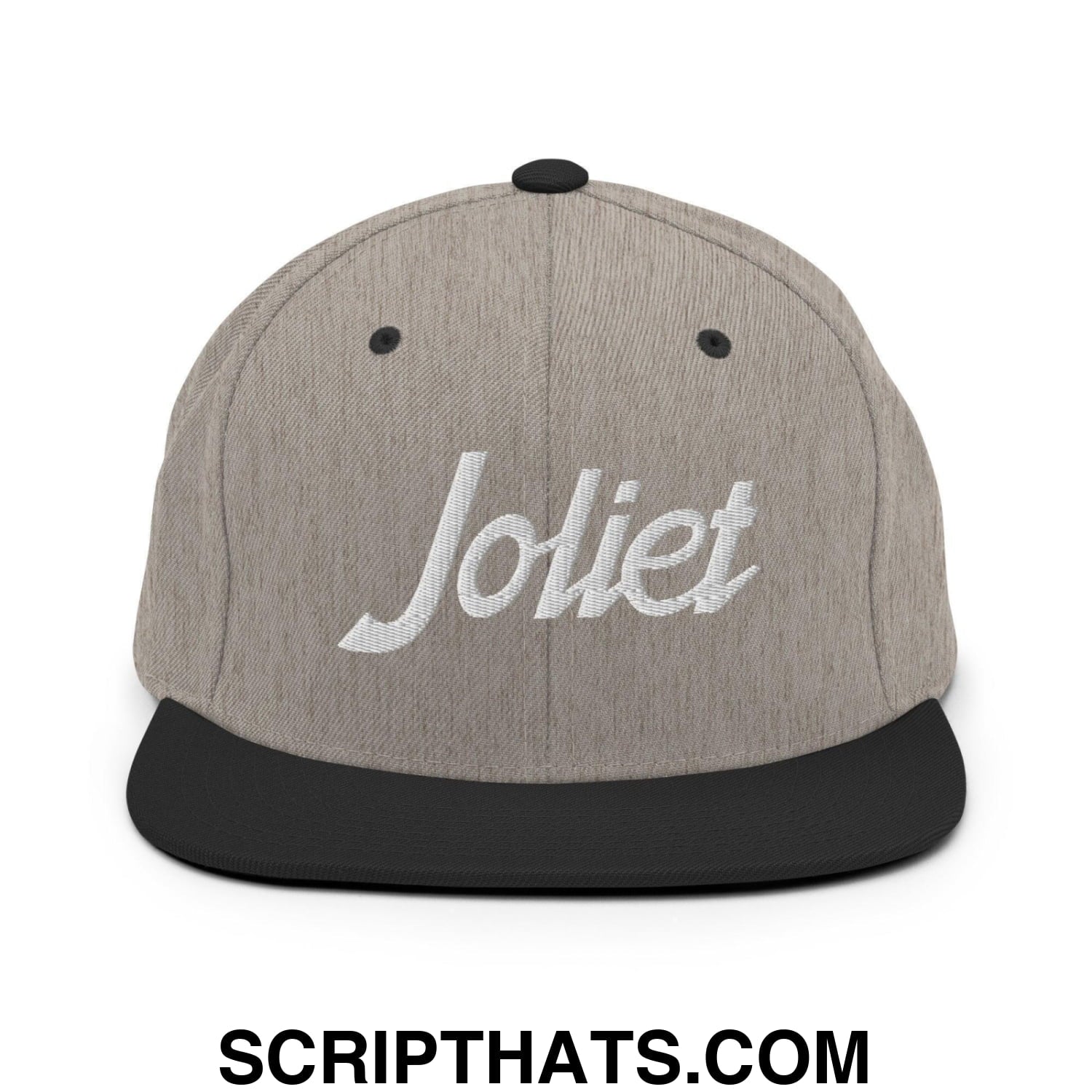 Joliet Script Snapback Hat Heather Black