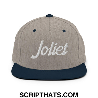 Joliet Script Snapback Hat Heather Grey Navy