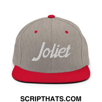 Joliet Script Snapback Hat Heather Grey Red