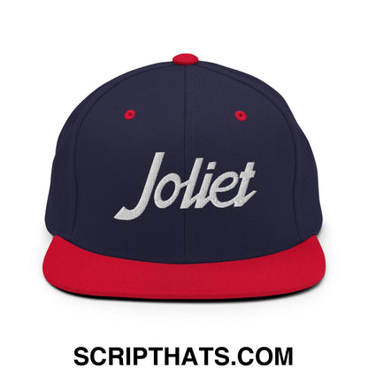 Joliet Script Snapback Hat Navy Red