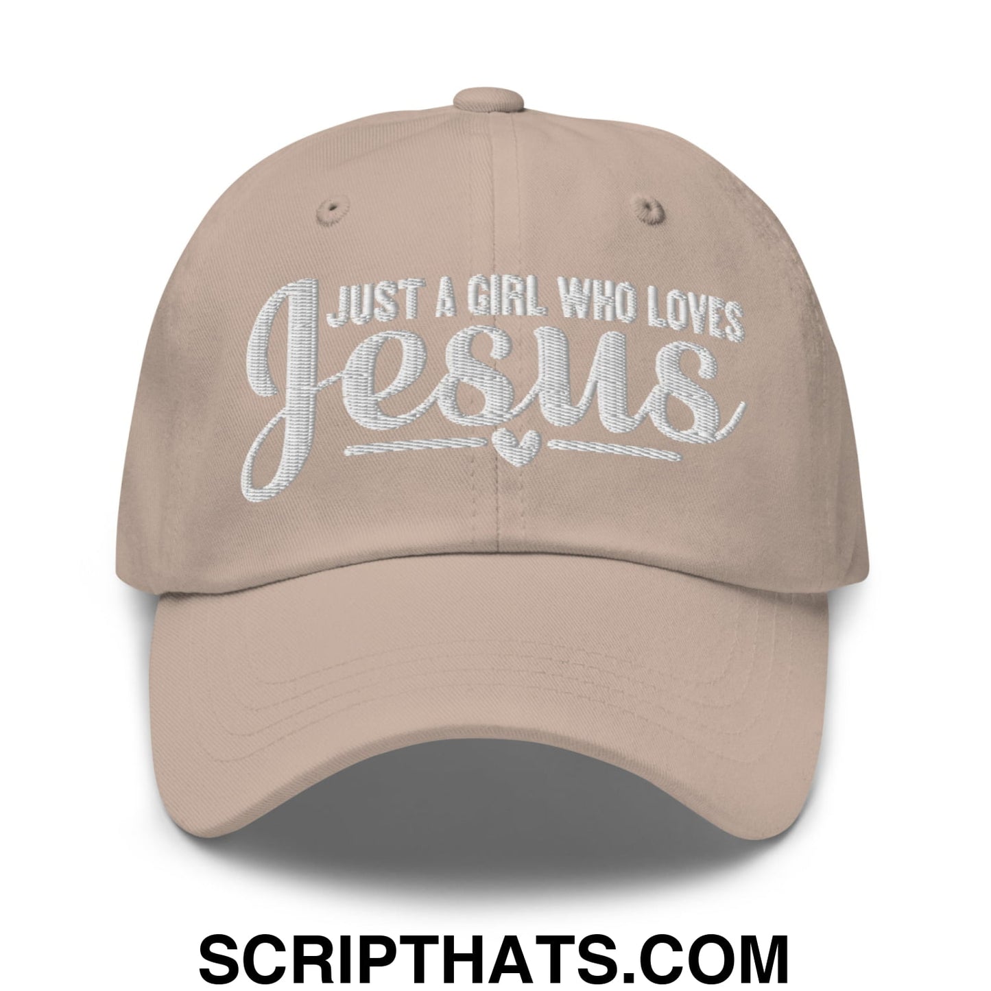 Just a Girl Who Loves Jesus Embroidered Unstructured Dad Hat Stone