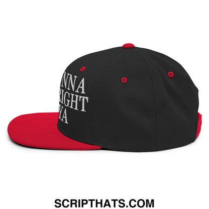Just Gonna Sneak Right Past Ya Embroidered Flat Bill Brim Snapback Hat Black Red