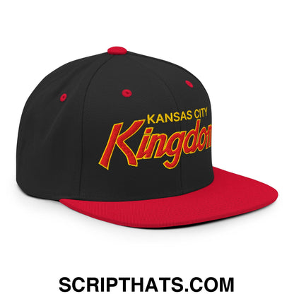 Kansas City Kingdom Embroidered Flat Bill Brim Snapback Hat Black Red