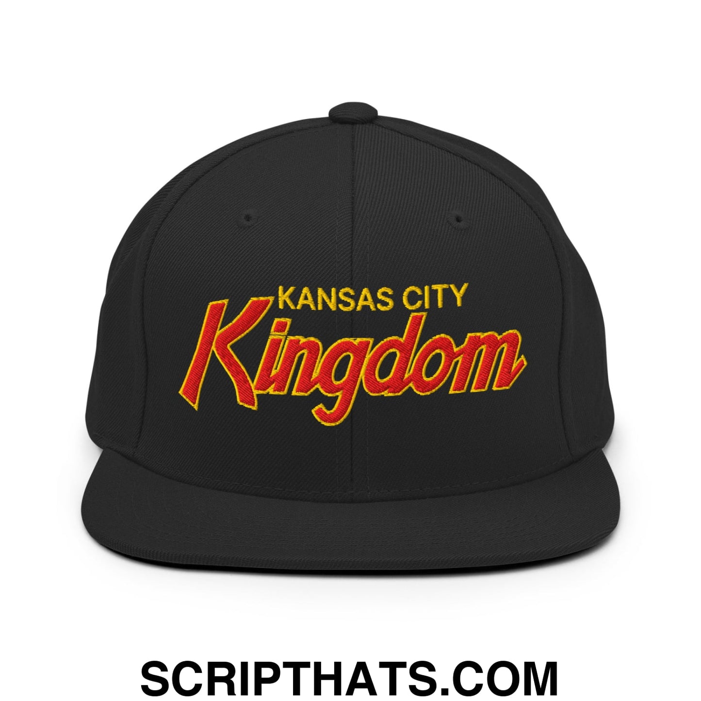 Kansas City Kingdom Embroidered Flat Bill Brim Snapback Hat Black