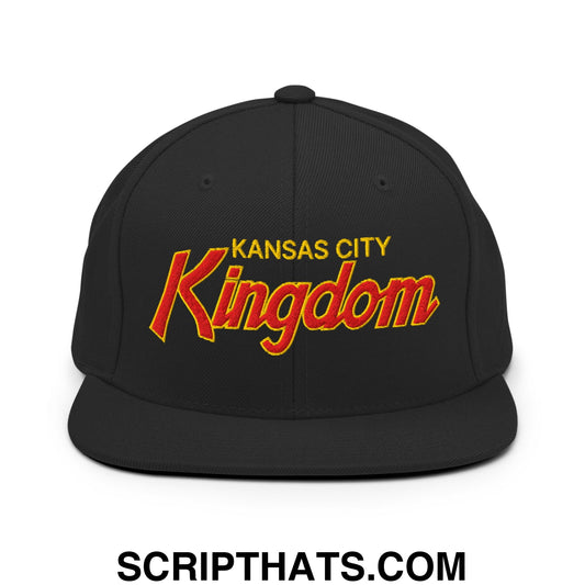 Kansas City Kingdom Embroidered Flat Bill Brim Snapback Hat Black