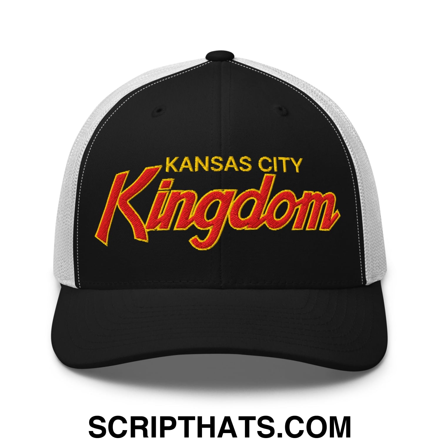 Kansas City Kingdom Embroidered Mesh Trucker Hat Black White