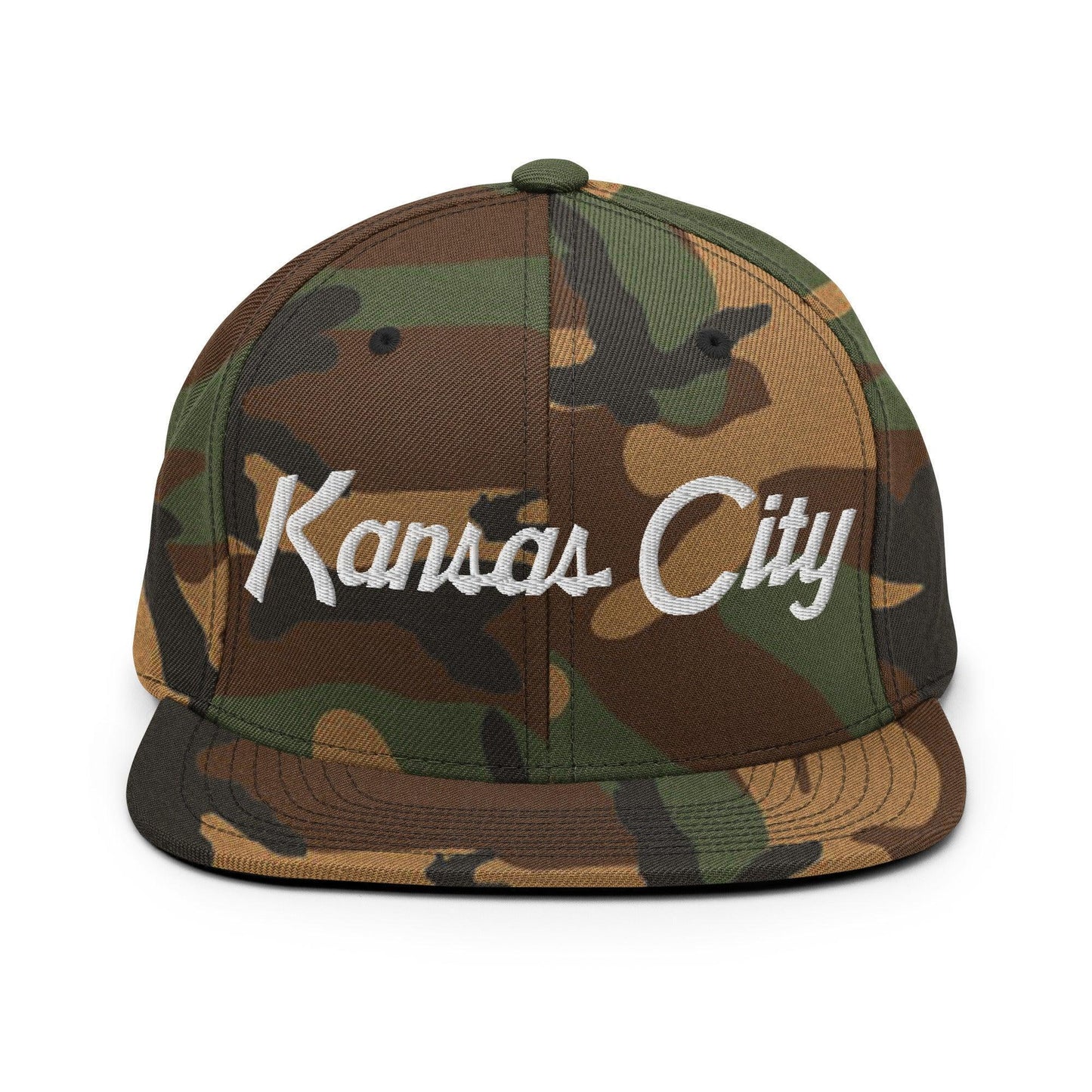 Kansas City Script Snapback Hat Green Camo