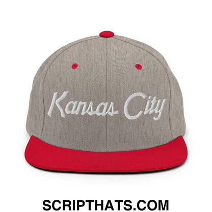 Kansas City Script Snapback Hat Heather Grey Red