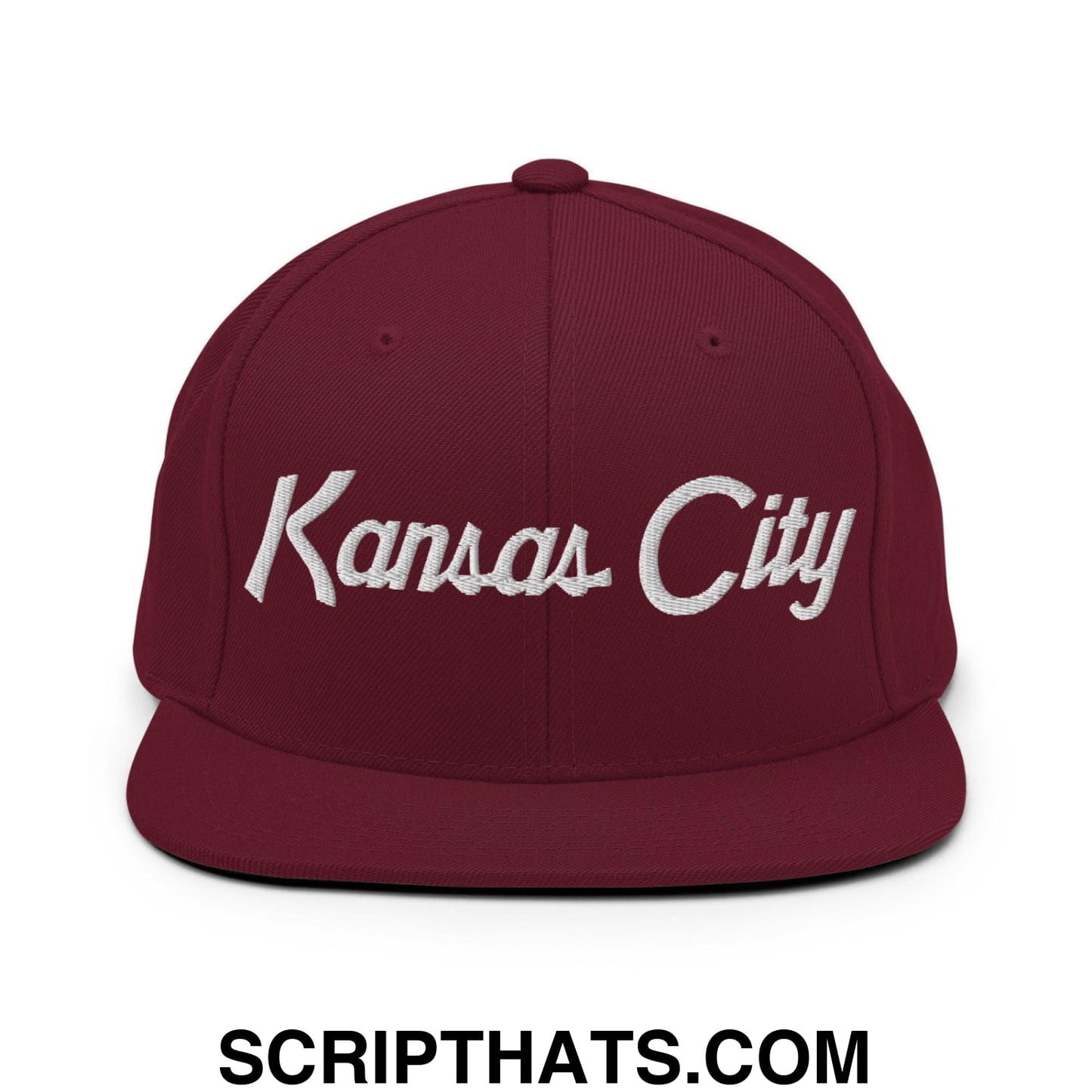 Kansas City Script Snapback Hat Maroon