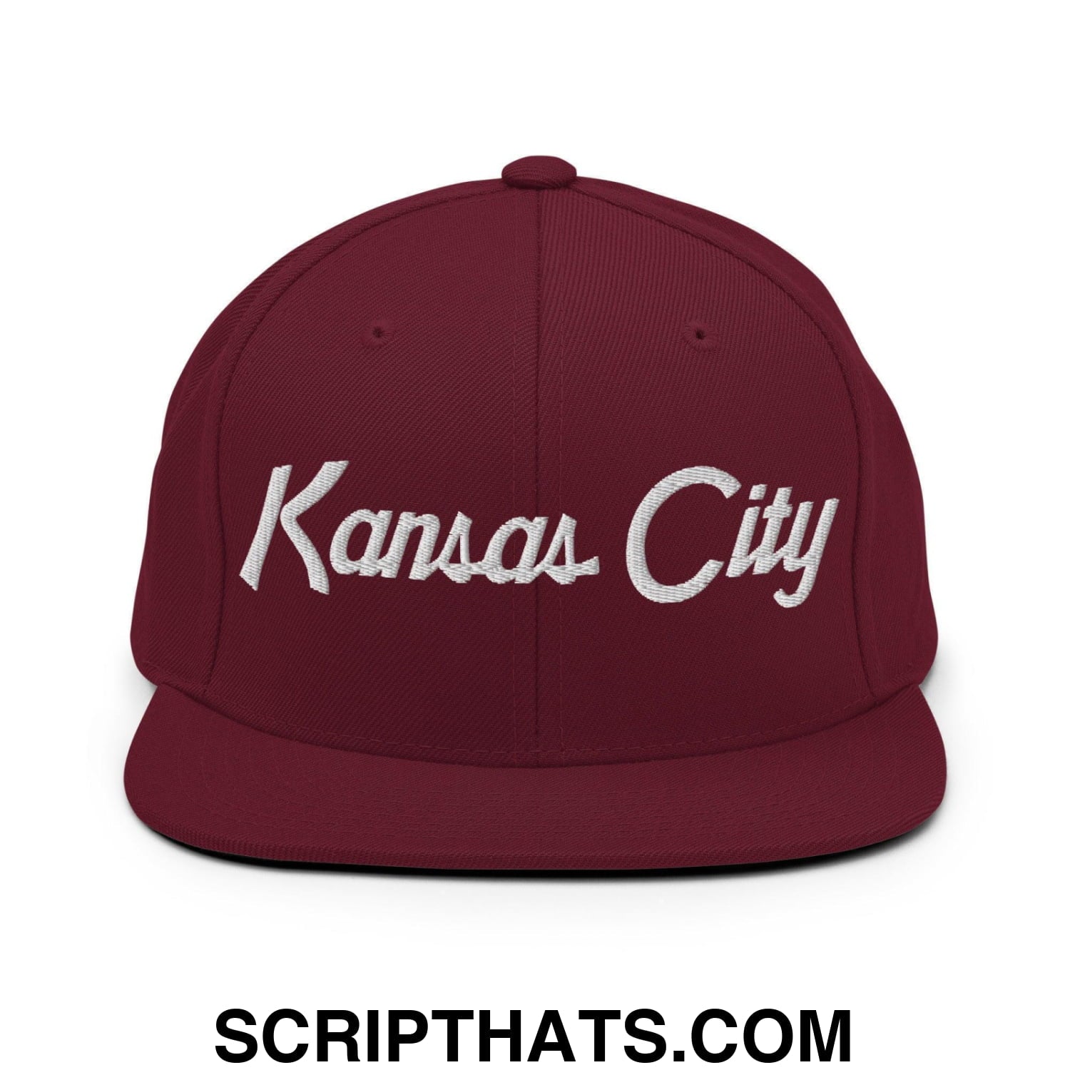 Kansas City Script Snapback Hat Maroon