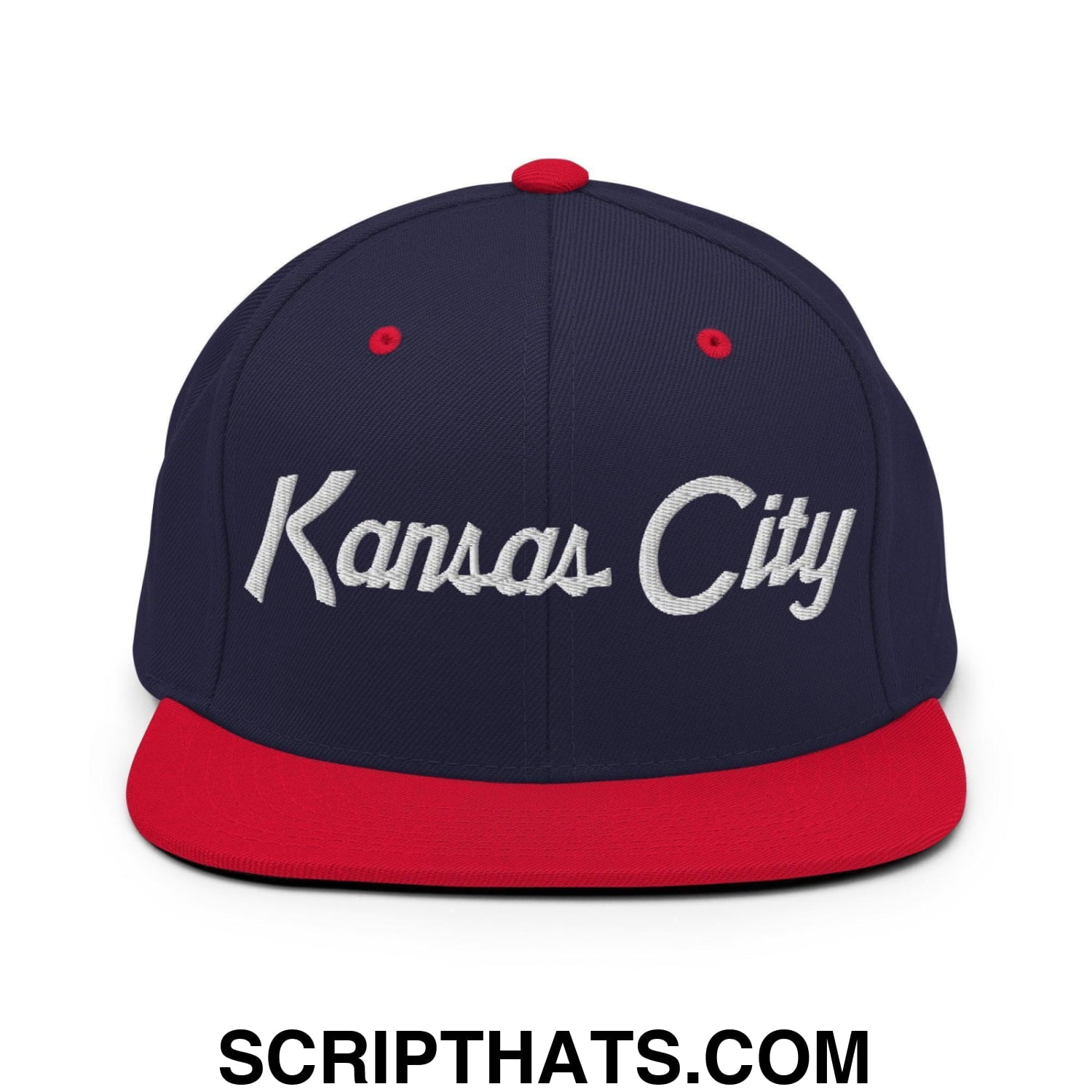 Kansas City Script Snapback Hat Navy Red