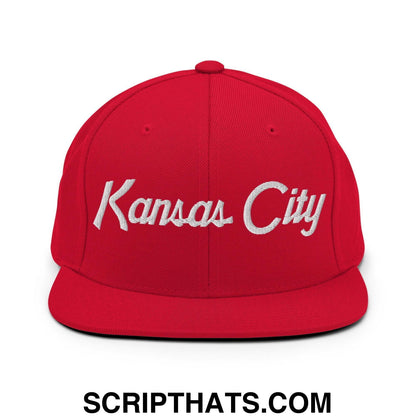 Kansas City Script Snapback Hat Red