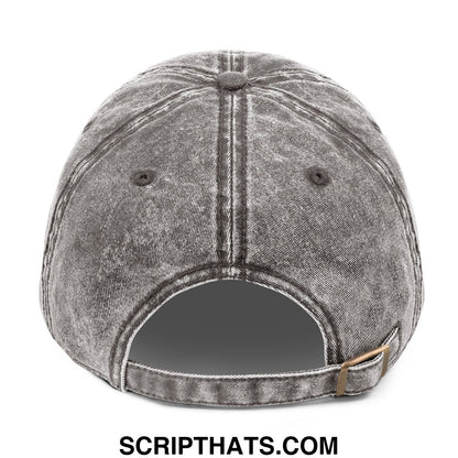 A faded gray denim baseball cap with stitched crown and adjustable strap from keep immigrants deport racists dad hat collection