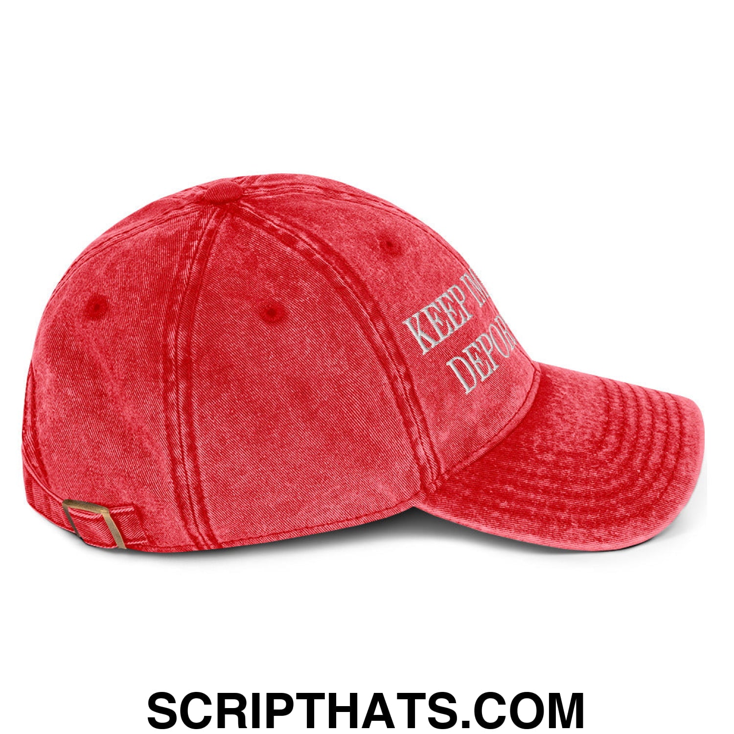 Keep Immigrants Deport Racists Embroidered Denim Dad Hat Red