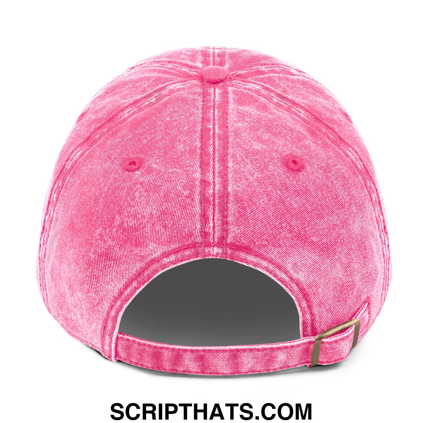 A vibrant pink faded denim dad hat with keep immigrants deport racists embroidery and a gold-toned adjustable strap