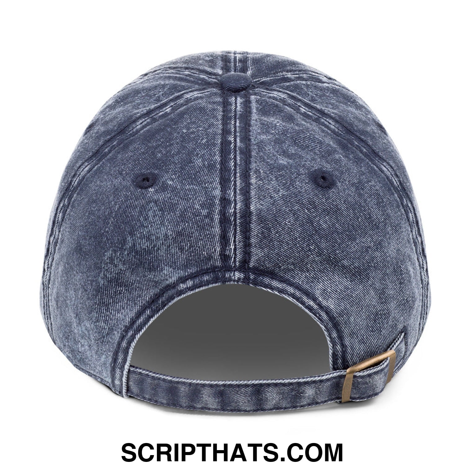 Denim blue vintage style baseball cap with keep immigrants deport racists embroidery and fabric strap with brass buckle