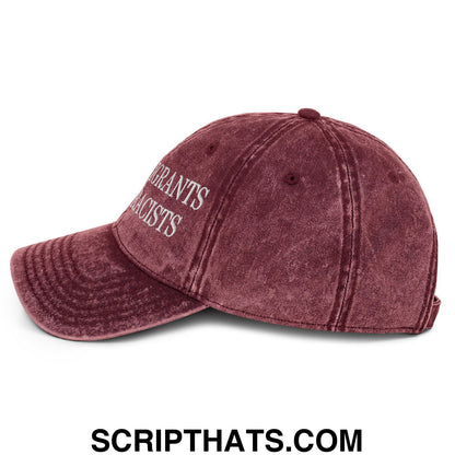 Keep Immigrants Deport Racists Embroidered Denim Dad Hat Maroon