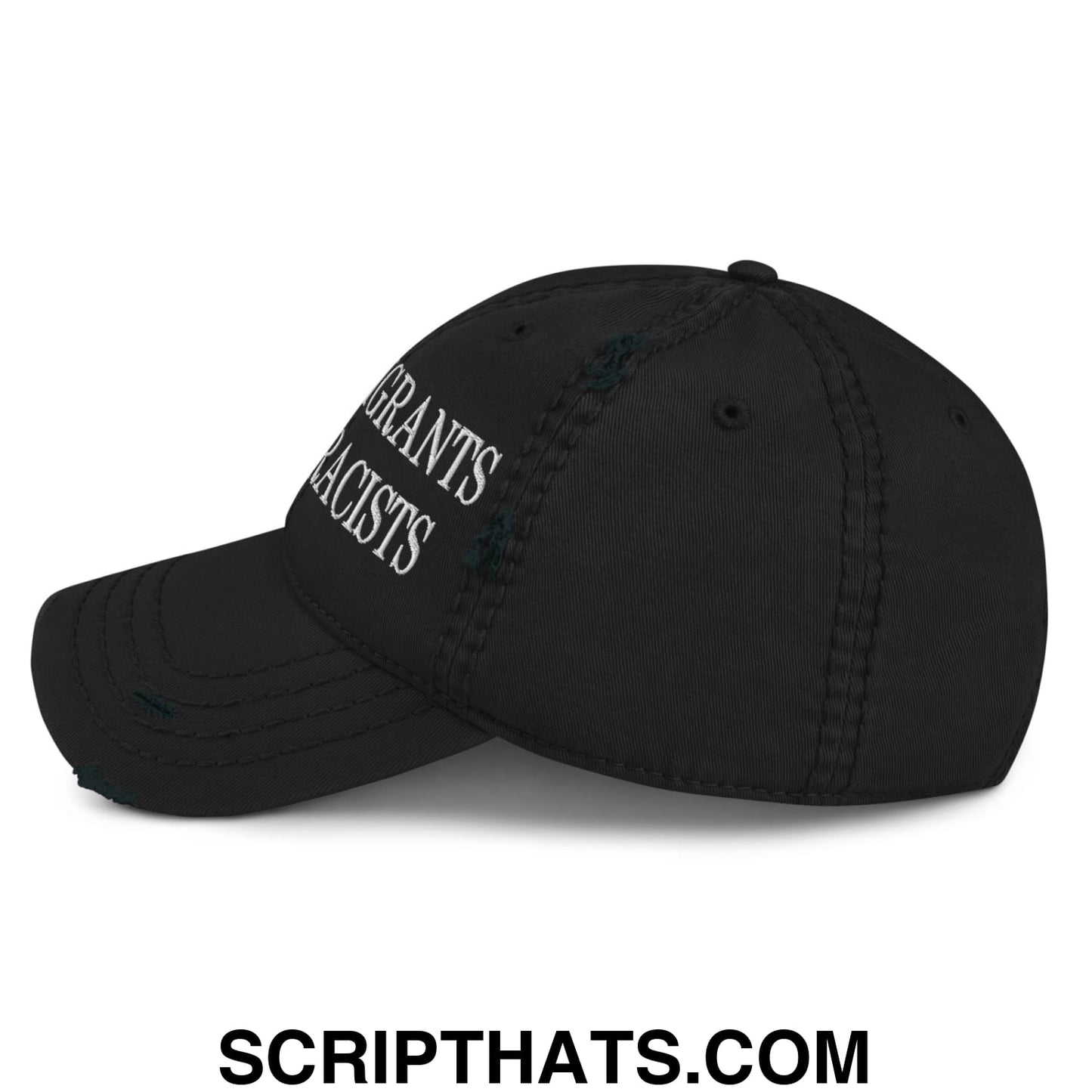 Keep Immigrants Deport Racists Embroidered Distressed Dad Hat Black