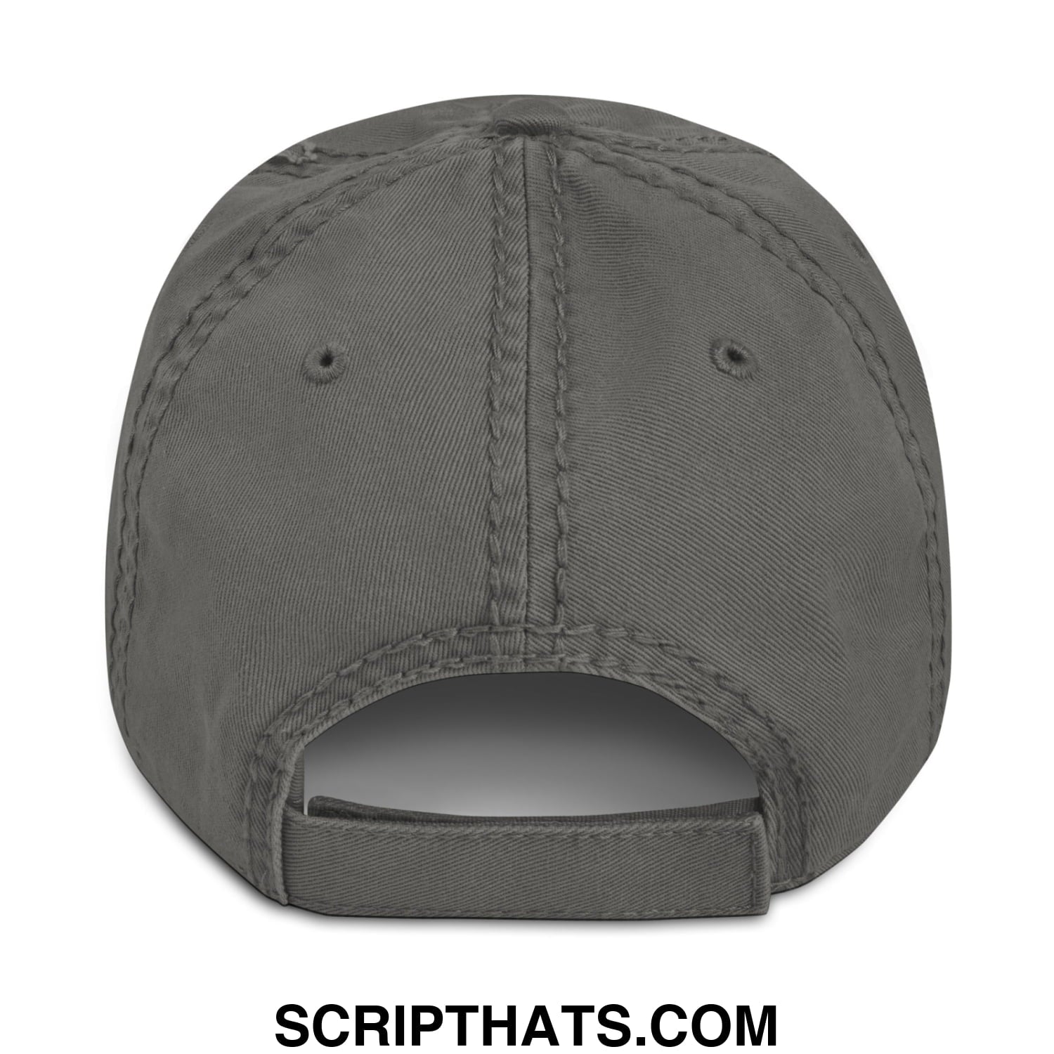 Dark gray textured cotton baseball cap with adjustable strap embroidered with keep immigrants deport racists slogan