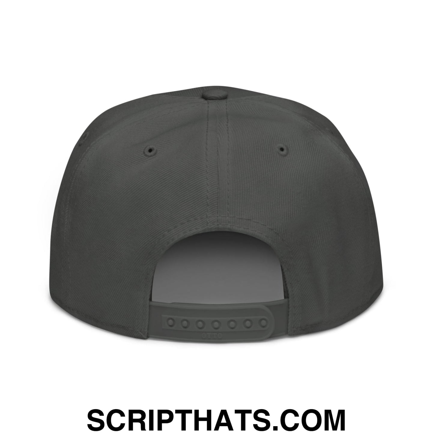Dark gray snapback cap with structured crown and adjustable strap embroidered with keep immigrants deport racists design