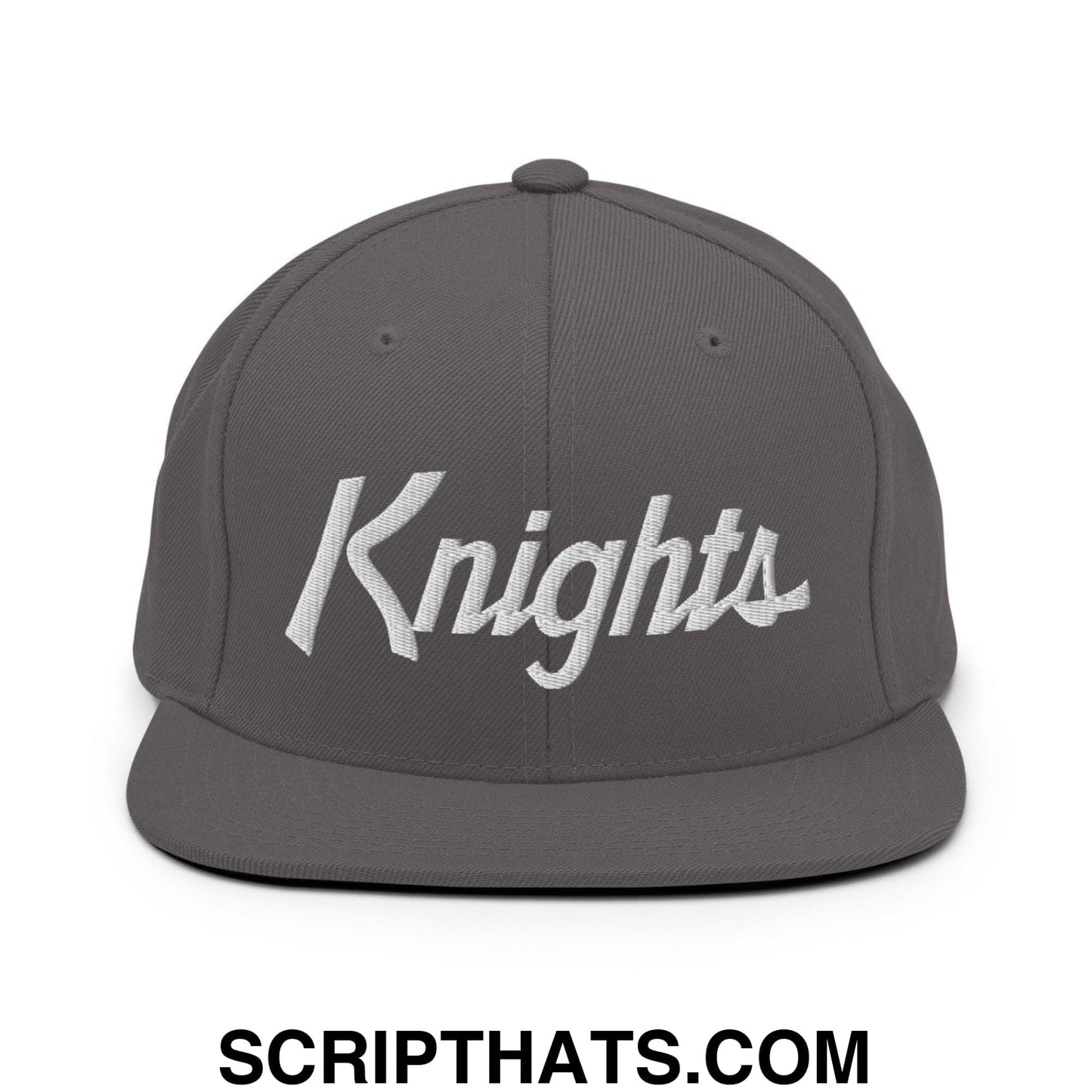 Knights School Mascot Script Snapback Hat Dark Grey