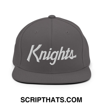 Knights School Mascot Script Snapback Hat Dark Grey
