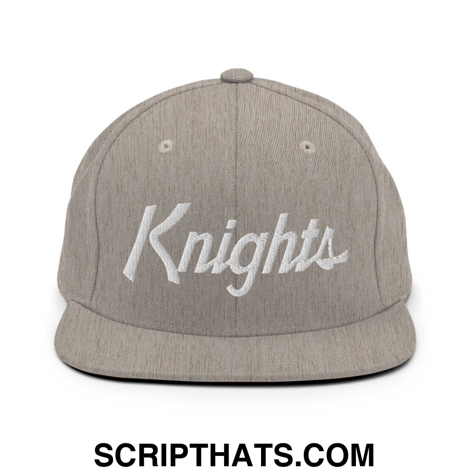 Knights School Mascot Script Snapback Hat Heather Grey