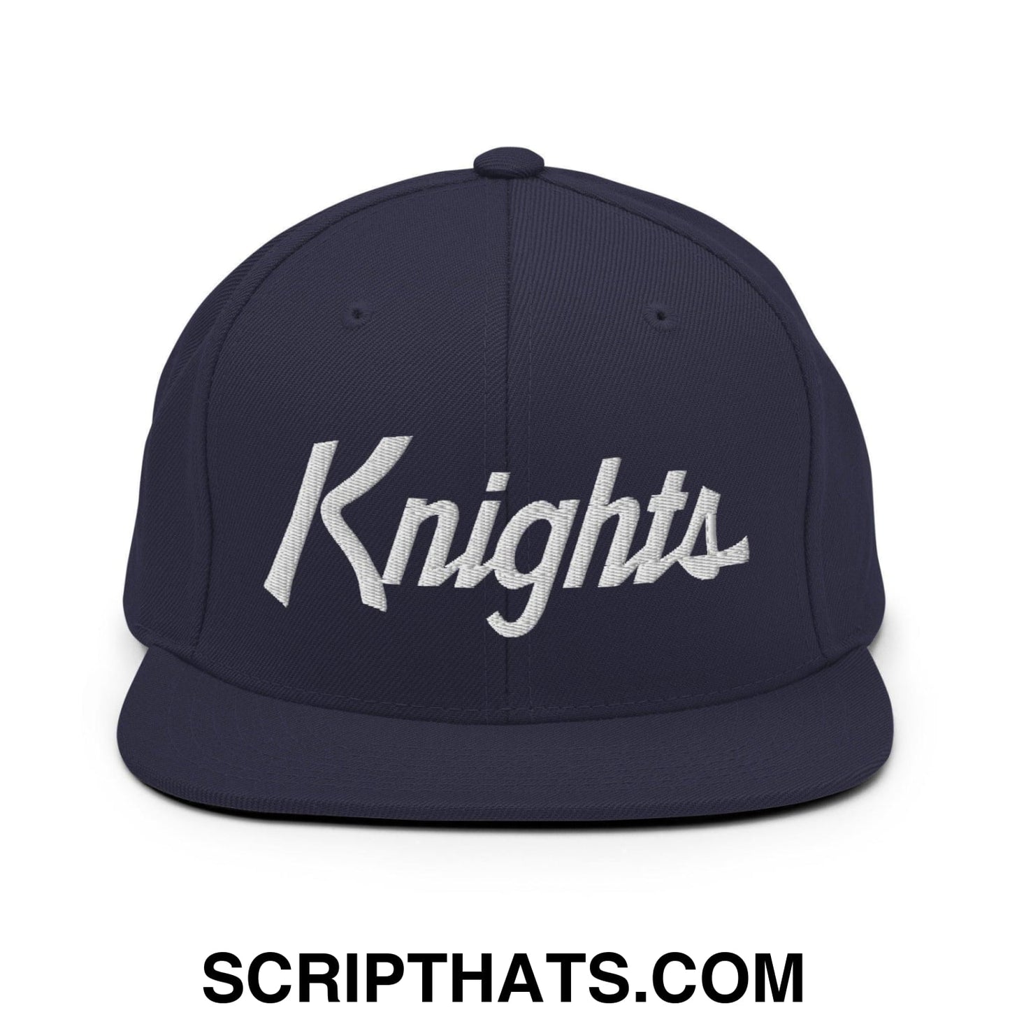 Knights School Mascot Script Snapback Hat Navy