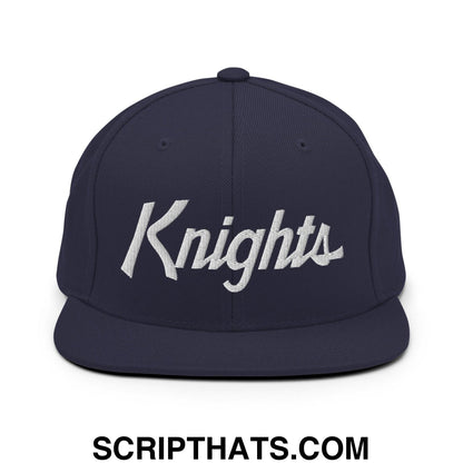 Knights School Mascot Script Snapback Hat Navy