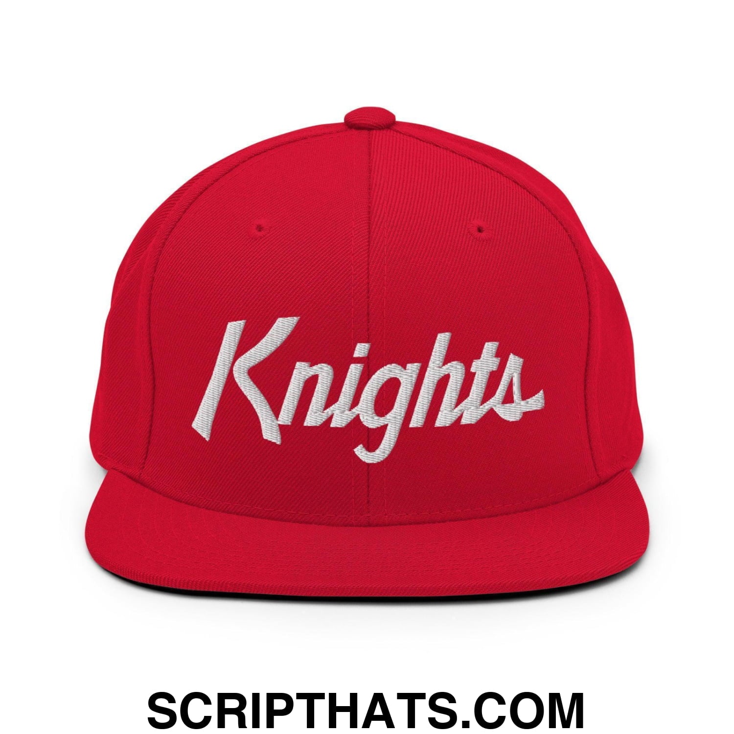 Knights School Mascot Script Snapback Hat Red